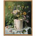 AtterrirArt Framed Funny Bathroom Wall Art, Toilet Paper Picture Painting Print, Vintage Moody Floral Wall Decor, Toilet Canvas Wall Art, Ready To Hang, 12 * 16 Inches