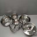 P&P CHEF 3-Ply Stainless Steel Pots and Pans Set, 10 Pcs Stainless Steel Cookware Sets for Kitchen, Induction Non-toxic Kitchen Cooking Set w/Fry Pans, Saucepans, Stockpot, Saute Pan