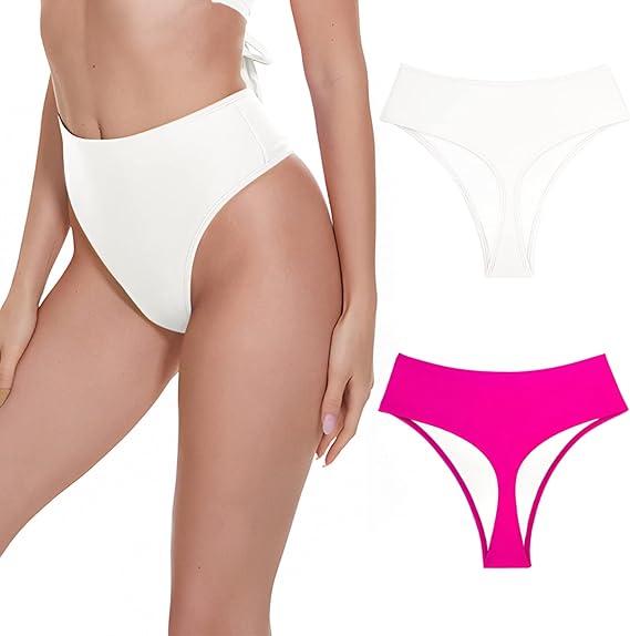 Kepblom Women's Thong Rave Bottoms High Waisted Bikini Bottom High Cut Panties for Dance Festival XS