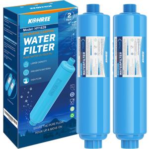 Kohree RV Water Filter, NSF Certified, Inline Water Filter Reduces Chlorine, Bad Taste, Odor, RV Accessories Ideal for Campers, Marine, Garden Hose, Boats, Trailer Motorhome, 2 Pack