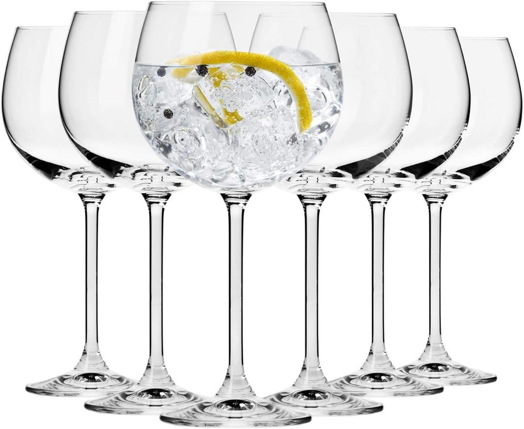 Krosno Gin and Tonic Baloon Glasses, Set of 6, 16.2 oz, Venezia Collection,Modern Cocktail Glassware, Professional Quality Cocktail Glasss, Dishwasher Safe, Made in Europe
