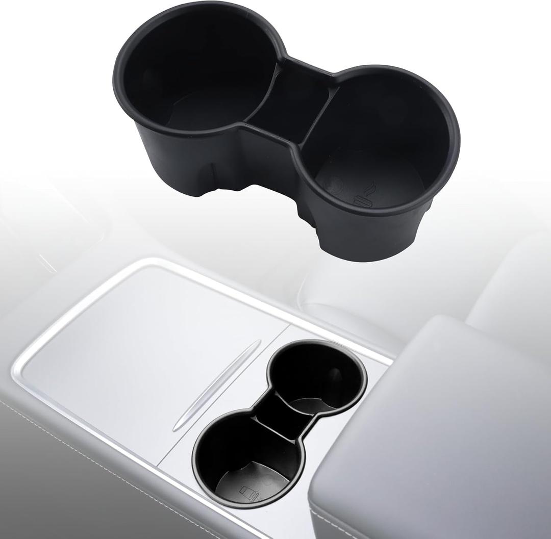 BJSIA Upgraded Center Console Cup Holder Insert Compatible with 2023 2022 2021 Tesla Model 3 Model Y, Multifunctional Tesla Cup Holder Accessories Compatible with Model3/Y