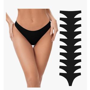 POKARLA Seamless Thongs for Women No Show Underwear Pack of 10 Size L