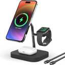 Wireless Charger, Boaraino Magnetic 3 in 1 Wireless Charging Station Compatible with iPhone16/15/14/13/12 Serie, Apple Watch10/ 9/8/7/6/SE/5/4/3, AirPods 2/3/4/Pro (Metallic)