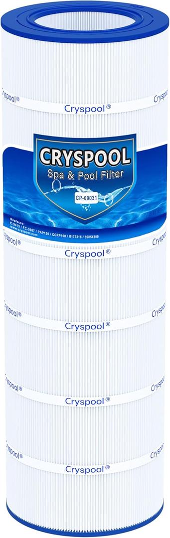 Cryspool® 09031 Compatible with Clean & Clear CCRP150, CC150, R173216, Posi-Clear PXCRP 150, PAP150, 59054300, 160317, 160355, 160352, C-9415, 150 Sq. Ft Pool Filter Cartridge, 1 Pack