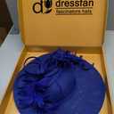 dressfan Fascinator Hats for Women,Linen Vintage Feather Headwear for Derby/Church/Wedding/Cocktail/Tea Party (Blue)