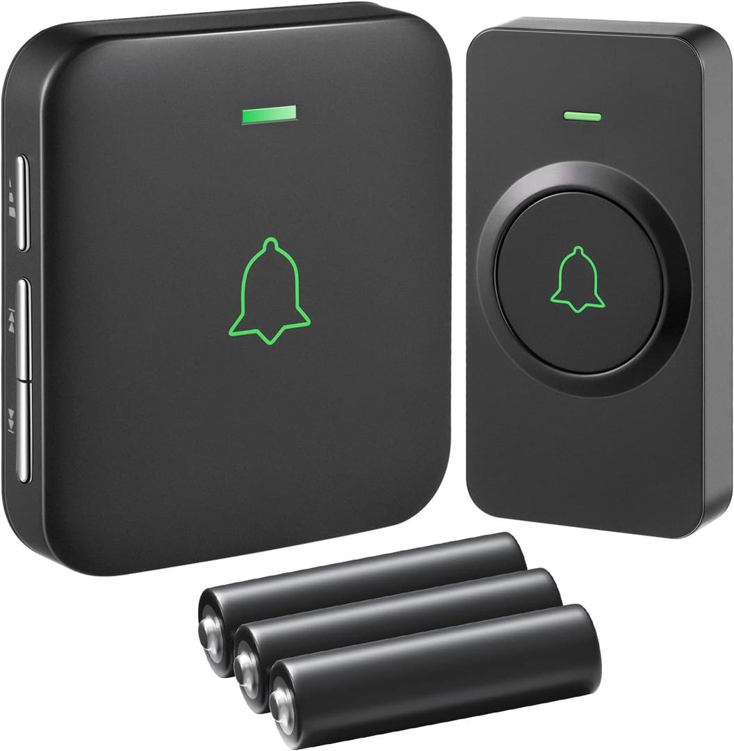 AVANTEK Wireless Door Bell, BA-11 Waterproof Battery Operated Doorbell Chime Operating at 1000 Feet, Portable Door Chime kit with 52 Melodies, 5 Volume Levels, and CD Quality Sound