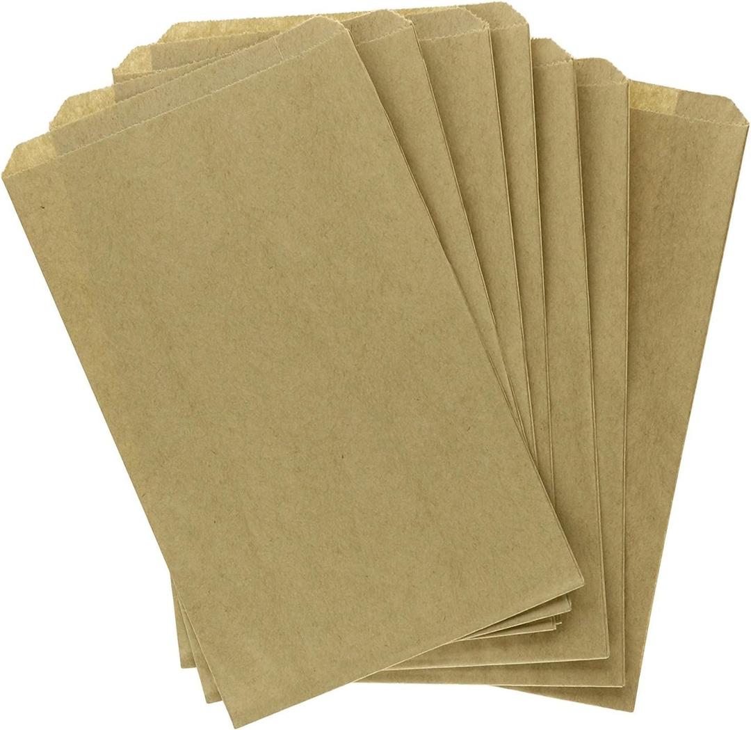 5"x7.5" - 200 Count - Flat Brown Kraft Paper Bags by Flexicore Packaging, Shopping, Mechandise, Party, Gift Bags