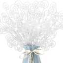 24 Pieces Glitter Christmas Picks Ornaments Decorative Sticks Candy Picks Curly Sprays Twigs for Christmas Tree Branches Vase Fillers Crafts Wreath Garland Party Wedding Holiday (24, White)
