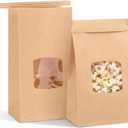 Moretoes Small Cookie Bags with Window, 55pcs 3.54x2.32x6.69in, Seal by Tin Tie Tab, Brown Kraft Paper Bakery Bags with Window for Cookie Coffee Bread Pastry Treat Bakery Gift Giving Packing (Mini)