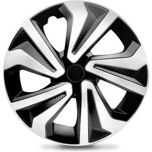 Universal15 inch Hubcaps Exterior Accessories for Car Black Carbon/Silver Wheel Cover Set of 4 Fits Toyota Corolla Honda Volkswagen Chevy Chevrolet Mazda Dodge Ford and Most Cars