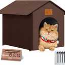 Outdoor Cat House for Shelter Feral Cat, Outside Waterproof Cat House for Outdoor/Indoor Cats, Insulated Cat Bed for All Seasons with Cozy Cushion (Brown, Large Zip Style)