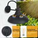 Solar Barn Lights for Outside, Dusk to Dawn Farmhouse Gooseneck Barn Light, 12" Large Black Porch Light Fixture Wall Mount, Waterproof Outside Wall Lights Solar Powered for Porch Garage Patio, 2-Pack