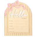 Bow Hello World Wooden Board - Hospital Newborn Information Record,Birth Milestone Bulletin Board Photo Props,Sweet Pink Bow Nursery Decorations,Little Princess Hello World Announcement Sign