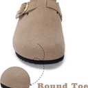 Kids Suede Clogs Boys Girls Cork Footbed Potato Shoes Classic Slip On Leather Mules Children Indoor Outdoor Sandals with Adjustable Buckle,Taupe,4 Big Kid=Label 37