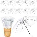 Wedding Stick Umbrellas Bulk, 40 Inch Large Canopy Umbrellas with Woven Rattan Basket Windproof Rainproof