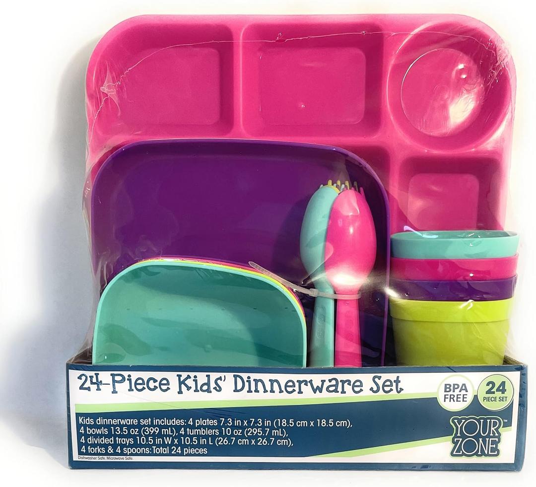 24-Piece Kids" Dinnerware Set (Multicolor, Tableware)