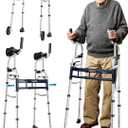 Narrow Walker Folding Upright Walker - with Removable Armrests, 450LBS Heavy Duty, Width & Height Adjustable Narrow Walkers for Seniors, Disabled, Bariatric