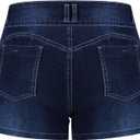 THUNDER STAR Women Mid Rise Ripped Stretchy Jeans Shorts Frayed Raw Hem Casual Denim Shorts, L