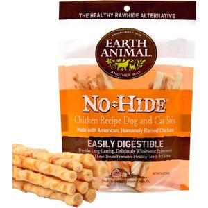 Earth Animal No Hide Stix Chicken Flavored Natural Rawhide Free Dog Chews Long Lasting Chew Sticks | Treats for Small Dogs and Cats | Great for Aggressive Chewers 1.6 Oz
