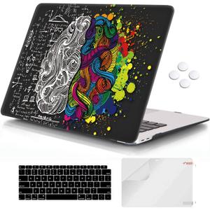 iCasso Compatible with MacBook Air 13 inch Case 2021-2018 Release A2337/A1932/A2179, Hard Shell Case Cover and Keyboard Cover Only for MacBook Air 13'' with Touch ID Retina Display - Brain