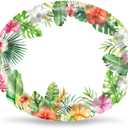 50 Count Hawaiian Luau Oval Paper Plates 10" X 12" Large Disposable Platters Party Goods Set Tropical Aloha Serving Dish Tray for Summer Beach Holiday Tableware Supplies Decor