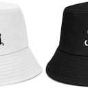 MGupzao 2Pcs White Bride Bucket Hats Beach Bachelorette Party Decorations Bridal Gift Honeymoon Travel Outfit (Mr & Mrs)