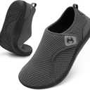 Mens Walking Shoes Wide Diabetic Orthopedic Recovery Shoes Comfortable Lightweight Barefoot Zero Drop Sneakers Adjustable Indoor Outdoor Shoes (12.5 Wide, Darkgrey)