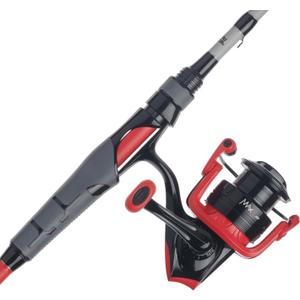 Abu Garcia 6’6” Max X Fishing Rod and Reel Spinning Combo, 3 +1 Ball Bearings with Lightweight Graphite Body & Rotor, Rocket Line Management System, Red, 30 - 6'6" - Medium - 1pc