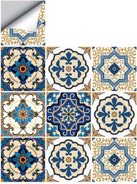 25 PCS Moroccan Style Tile Sticker, 4x4 Inch(10x10cm) Traditional DIY Murals, Tile Waterproof Oil Proof Removable Decals for Bathroom & Kitchen Backsplash (TS-029)