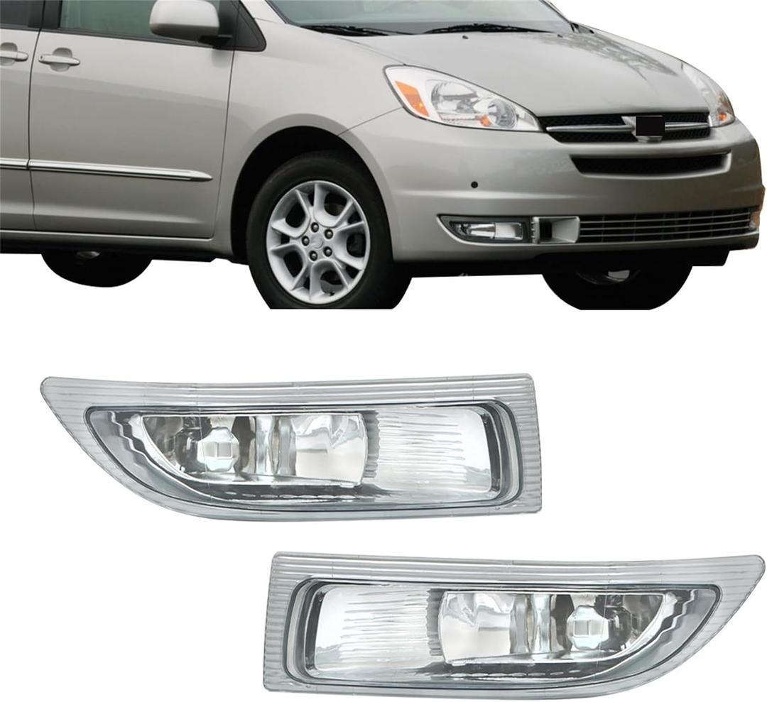 Silscvtt 2Pcs Fog Lights Replacement for Sienna 2004 2005 Clear Lens Fog Light W/Bulbs 81210AE010 81220AE010 Left+Right Side