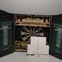 EastPoint Sports Official Size Dart Board Cabinet Set- Easy-Assembly & Complete with 6 Deluxe Steel Tip Darts and Accessories -Premium Darts Set with Scoreboard for Bar Games & Indoor Games (Green)