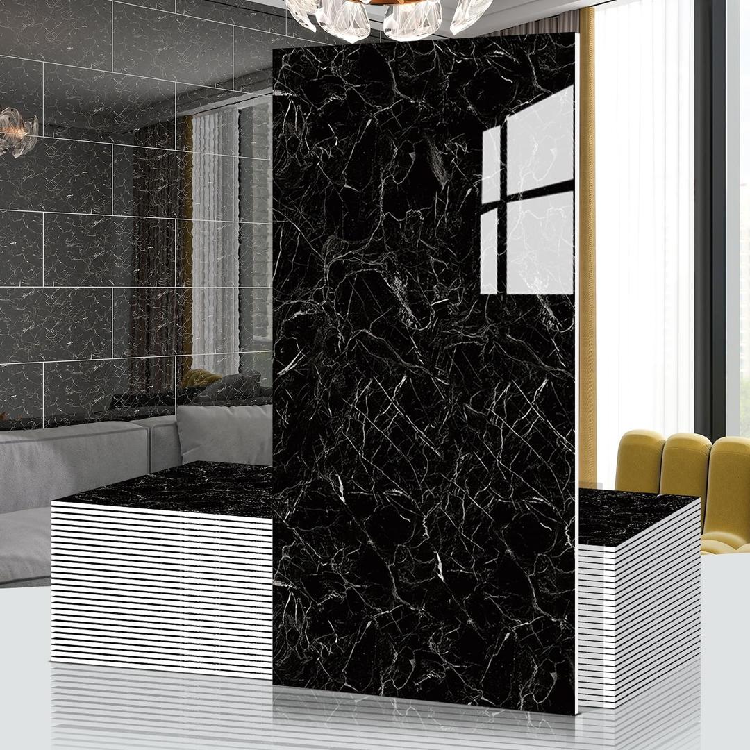 Marble Peel and Stick Backsplash 23.6 x11.8 in, 40PCS, Black