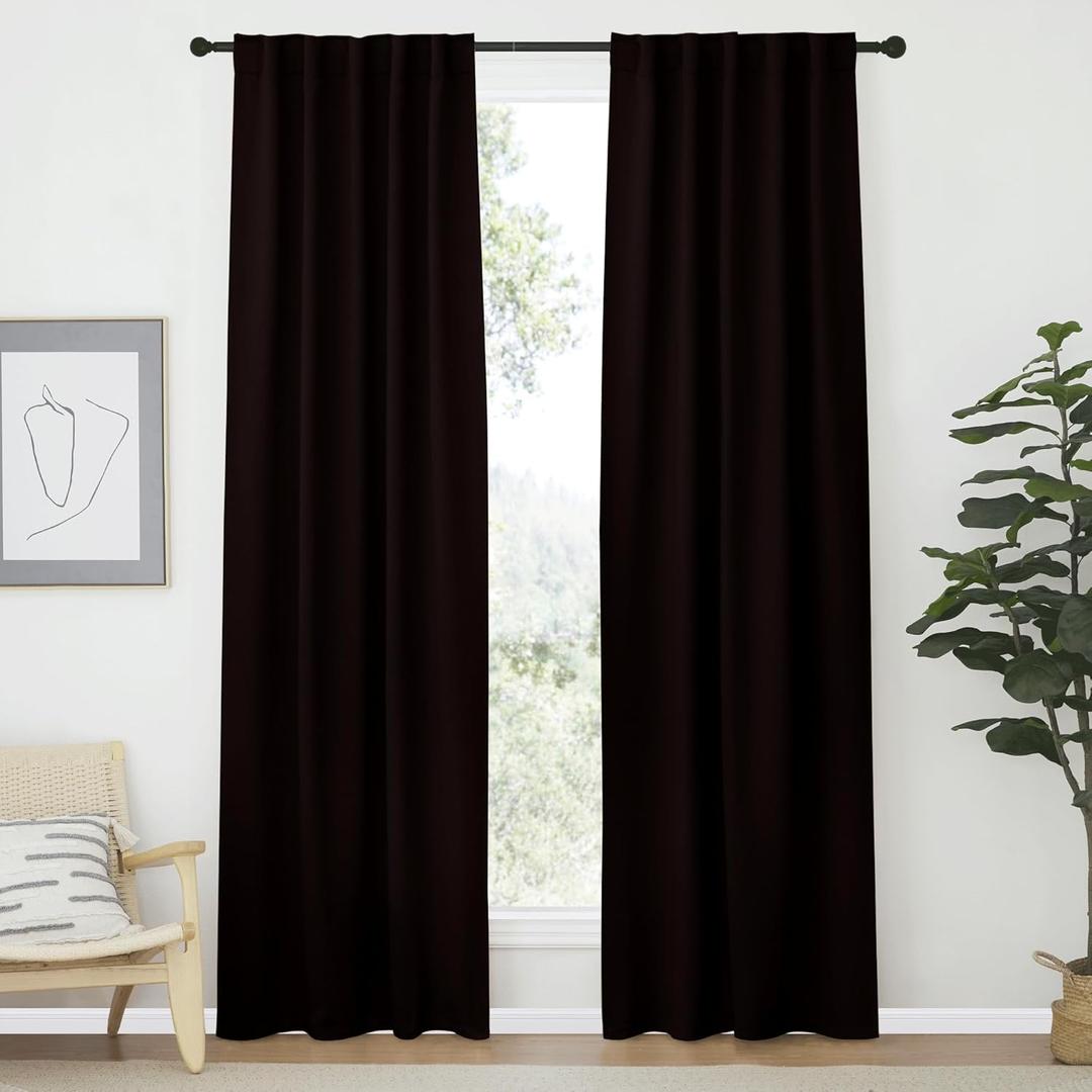 NICETOWN Blackout Curtain Panels Window Draperies - (Toffee Brown Color) 34-Inch Wide x72-Inch Long, 2 Pieces, Home Decoration Light & Noise Reducing Window Covering Room Darkening Drapes for Bedroom