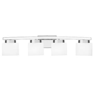 Dosoty 4 Light Bathroom Vanity Light Over Mirror, Modern Chrome Vanity Light Fixture with Milky Glass Shade, 32 inches Vanity Lights for Bath Vanity Lighting