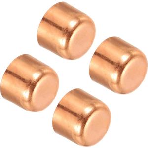 PATIKIL 5/8 Inch ID Copper Pipe End Cap, 4 Pack Copper Fitting Cap Sweat Plug Solder Connection for Plumbing HVAC Air Conditioner, Copper Tone