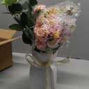 LESING Artificial Silk Rose with Vase Fake Flowers Wedding Flowers Bouquets Arrangement Home Office Party Centerpiece Table Decoration (Pink)