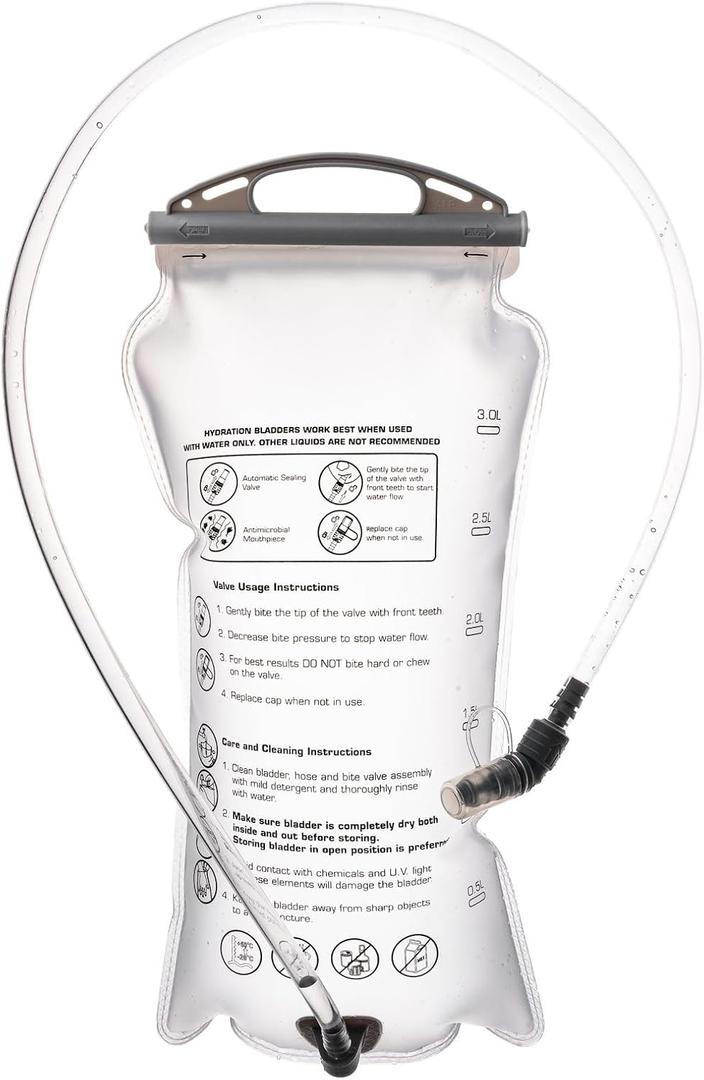 Azarxis Hydration Bladder TPU 1.5L 2L 3L Water Reservoir BPA-Free for Hiking Backpack Hydration Pack, Leak Proof Large Opening Water Storage Bladder Bag for Camping Cycling Running (#03 PEVA - White - 3L)