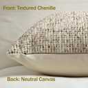 Pack of 2 Neutral Throw Pillow Covers 20x20 Boho Textured Dots Stripe Chenille Square Decorative Pillow Cases Accents for Living Room Couch Bed Farmhouse Home Decor, Taupe