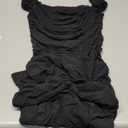 Acelitt Fall Off The Shoulder Dresses for Women 2025 Long Sleeve Ruched Bodycon Cocktail Party Mini Dress Black Medium