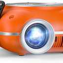 HOMPOW Mini Projector with Two -Way Bluetooth, Portable Projector for Home Theater Use, Support 1080P for Indoor/Outdoor, Movie Projector Compatible with HDMI, USB, Laptop, TV Stick (Orange)