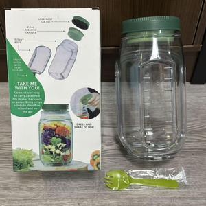 Saladkind Salad Pod Salad Jar with Side Opening Leakproof Salad Container Reusable Meal Prep Jar for Layered Salads Fruit Parfait for Work Gym Travel (Green)