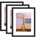 UPSIMPLES 11X14 PICTURE FRAME SET OF 2,MADE OF HIGH DEFINITION GLASS FOR 8X10 WITH MAT OR 11X14 WITHOUT MAT,WALL MOUNTING PHOTO FRAME BLACK