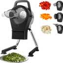 Electric Vegetable Chopper, 200W Commercial Vegetable Slicer, Scallion Cutter Food Processor With 3 Feed Ports, 1-5mm Adjustable Thickness, 6000RPM For Veggie Onion Garlic Ginger Chili Potato