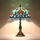 Stained Glass Table Lamp,12x12x19 Inch Antique Table Lamp for Tiffany Style Bedroom、Living Room、Home、Office Decor Lamp (Baroque)