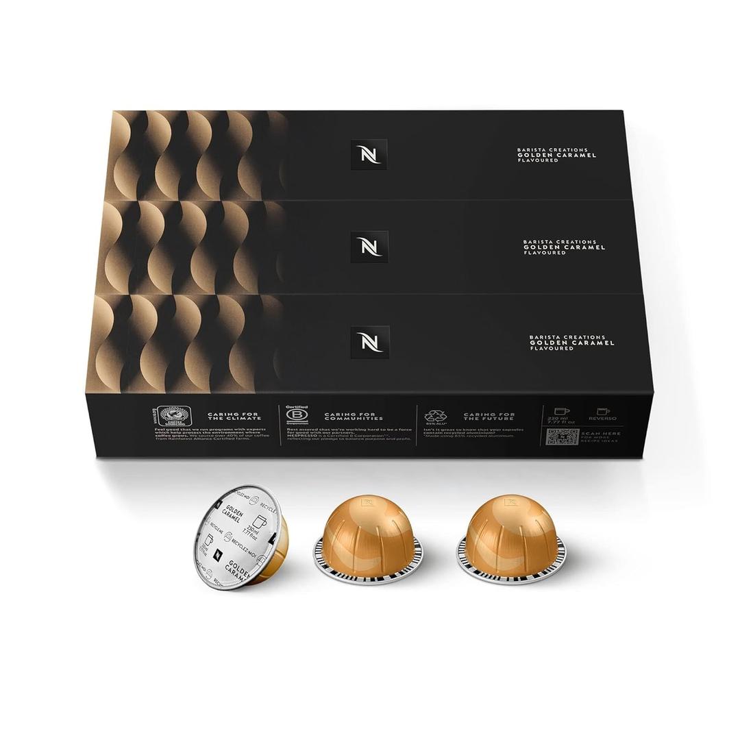 Nespresso Capsules Vertuo, Golden Caramel, Medium Roast Coffee, 30 Count Coffee Pods, Brews 7.8oz.