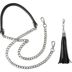 BEAULEGAN Purse Chain Strap Replacement for Shoulder and Crossbody Bag, Lightweight, 51 Inch Long 0.8 Inch Wide (Black/Silver)