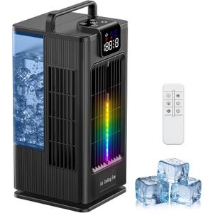Mini Portable Air Conditioner Cooler: 2000ml Air Cooling Fan with 120°Oscillating - 3 Mist Modes & 4 Speeds, RGB Night Light, 1-8H Timer Remote Control - Portable Small AC for Bedroom, Room, Desk