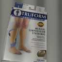 Truform 15-20 mmHg Compression Stockings for Men and Women, Knee High Length, Open Toe, Beige, Large