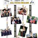 Graduation Gifts Wooden Hanging Picture Display, Behind You, All Your Memories-Congratulations High School College Graduation Motivational Display Stand with 20 Photo Clips, Going Away Gifts (White)